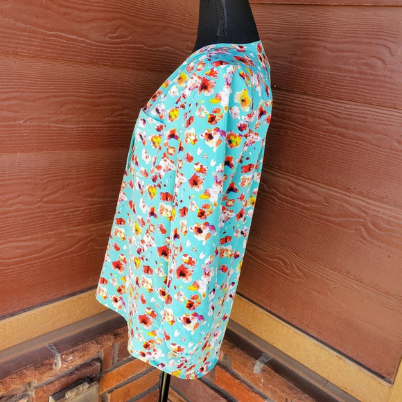 Johnston and Murphy Multicolored V-Neck Print Pockets Blouse Size Small - Picture 11 of 14